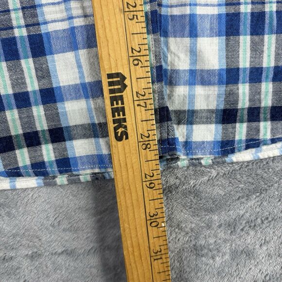 J.Crew  Shirt Mens Large Slim Fit Homespun Cotton‎ Blue Paid Button Down - Picture 7 of 8